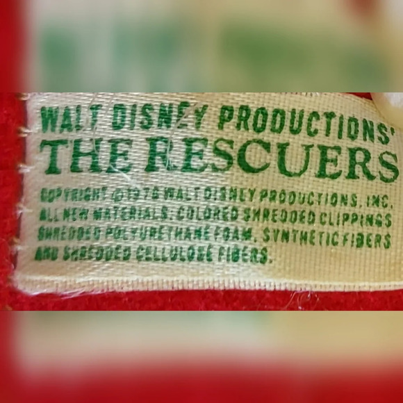 Rare VTG The Rescuers Bernard 1978 Knickerbocker Walt Disney Productions Plush - Picture 5 of 10